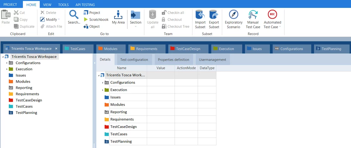 tricentis tosca program interface