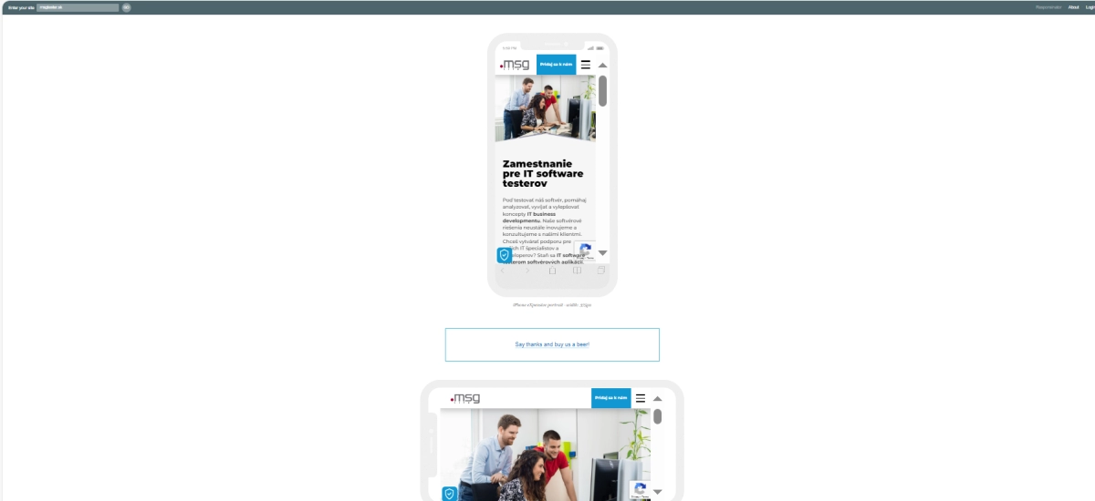 Responsinator je online nástroj na testovanie responzívneho dizajnu webových stránok.