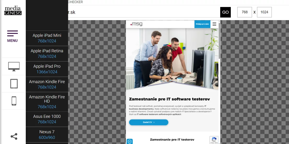 Responsive Design Checker je bezplatný, jednoduchý na použitie, rýchly pohľad na responzivitu.