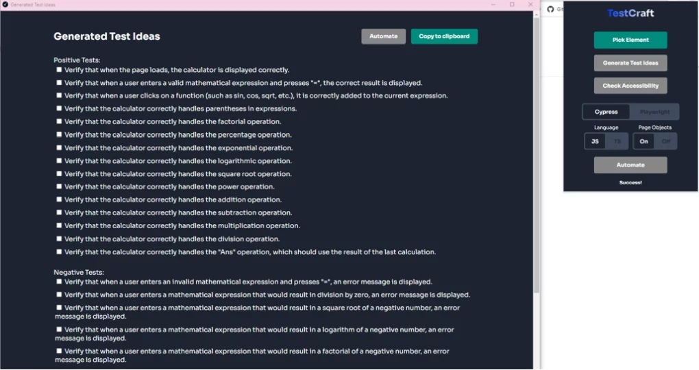 Generate Test Ideas ti vygeneruje nápady, ako tento element otestovať